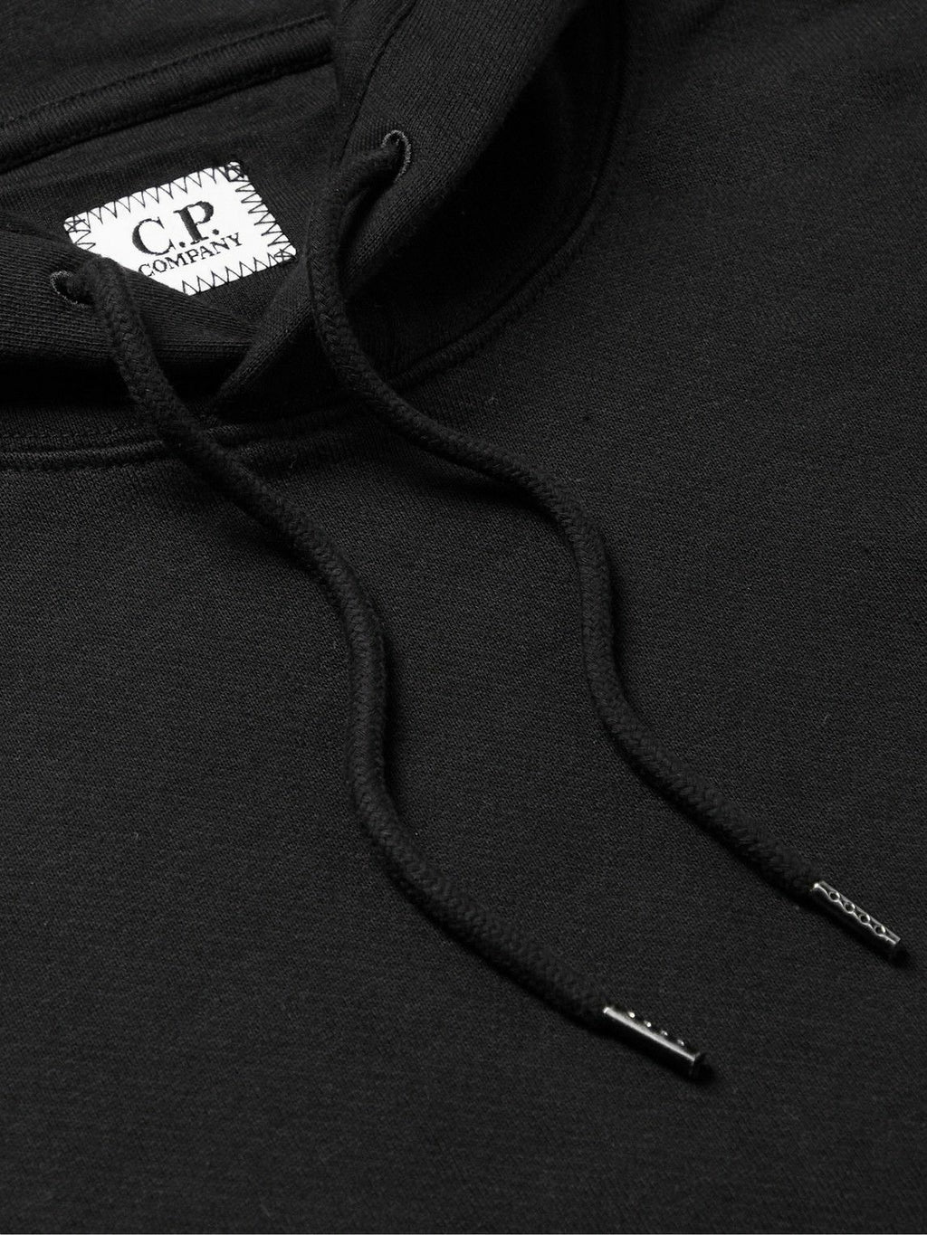 C.P. COMPANY SLIM-FIT LOGO-APPLIQUÉD COTTON-JERSEY HOODIE “BLACK”