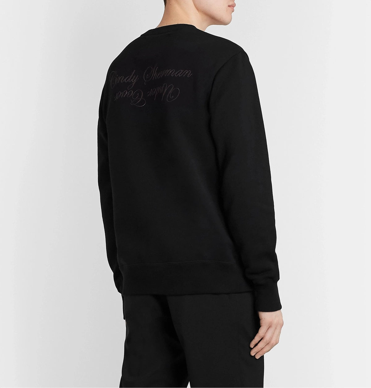 UNDERCOVER CINDY SHERMAN PRINTED EMBROIDERED LOOPBACK COTTON JERSEY SWEATSHIRT IN BLACK