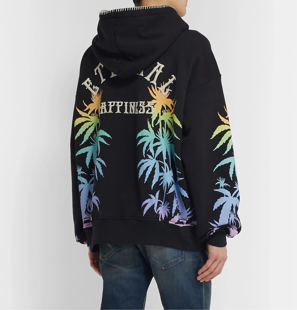 AMIRI ETERNAL HAPPINESS OVERSIZED FIT HOODIE IN BLACK