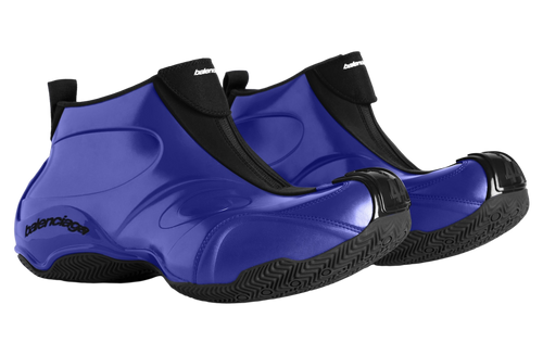 BALENCIAGA BASKETBALL SNEAKER IN METALLIC BLUE