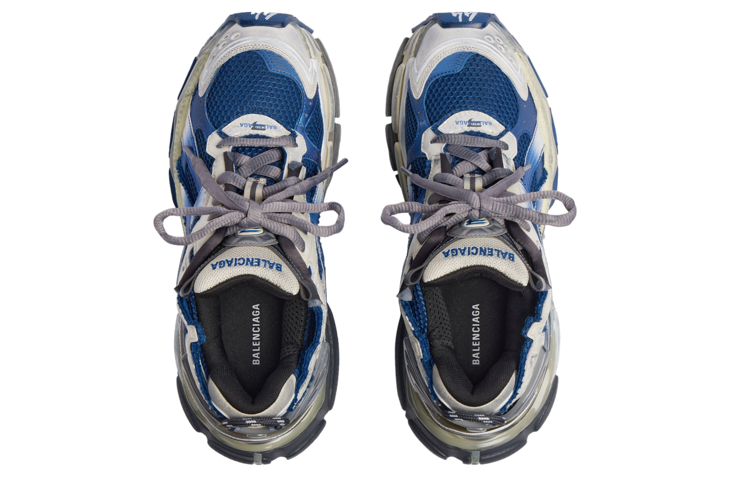 BALENCIAGA RUNNER IN GRADIENT BEIGE / NAVY