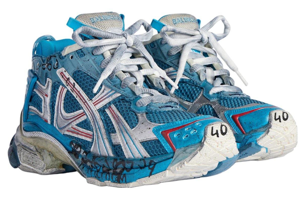 BALENCIAGA RUNNER MARATHON SNEAKER IN WHITE/BLUE