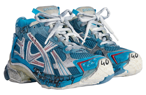 BALENCIAGA RUNNER MARATHON SNEAKER IN WHITE/BLUE