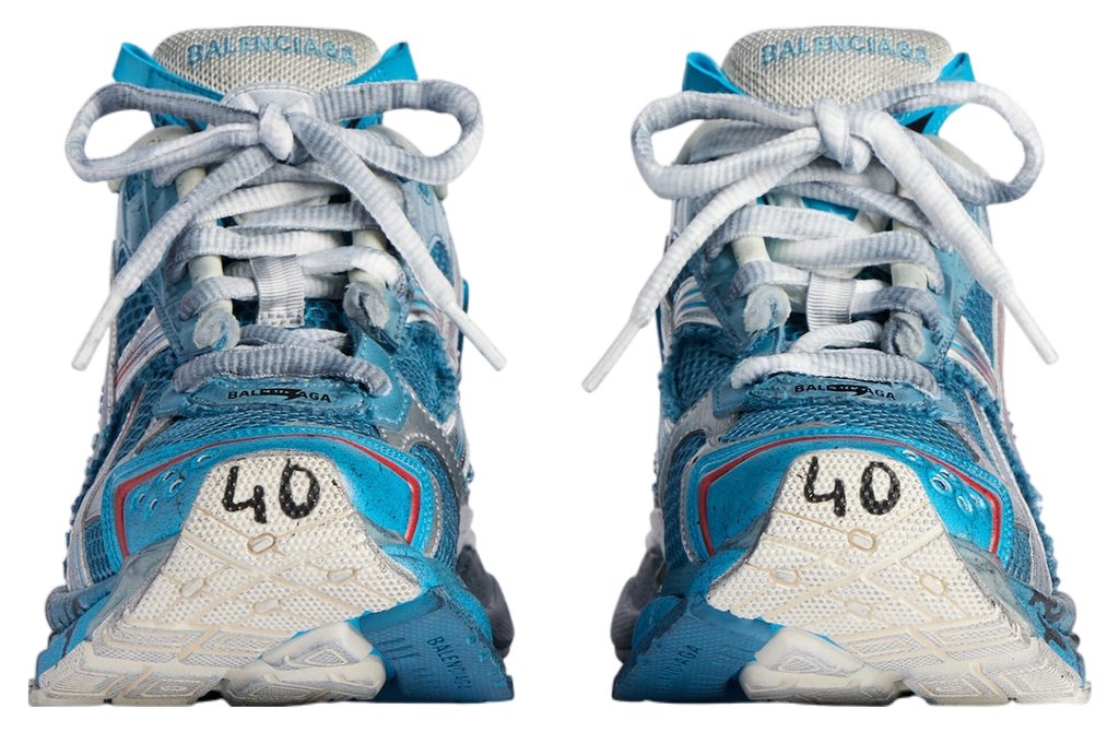 BALENCIAGA RUNNER MARATHON SNEAKER IN WHITE/BLUE