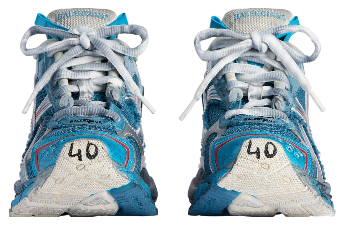 BALENCIAGA RUNNER MARATHON SNEAKER IN WHITE/BLUE