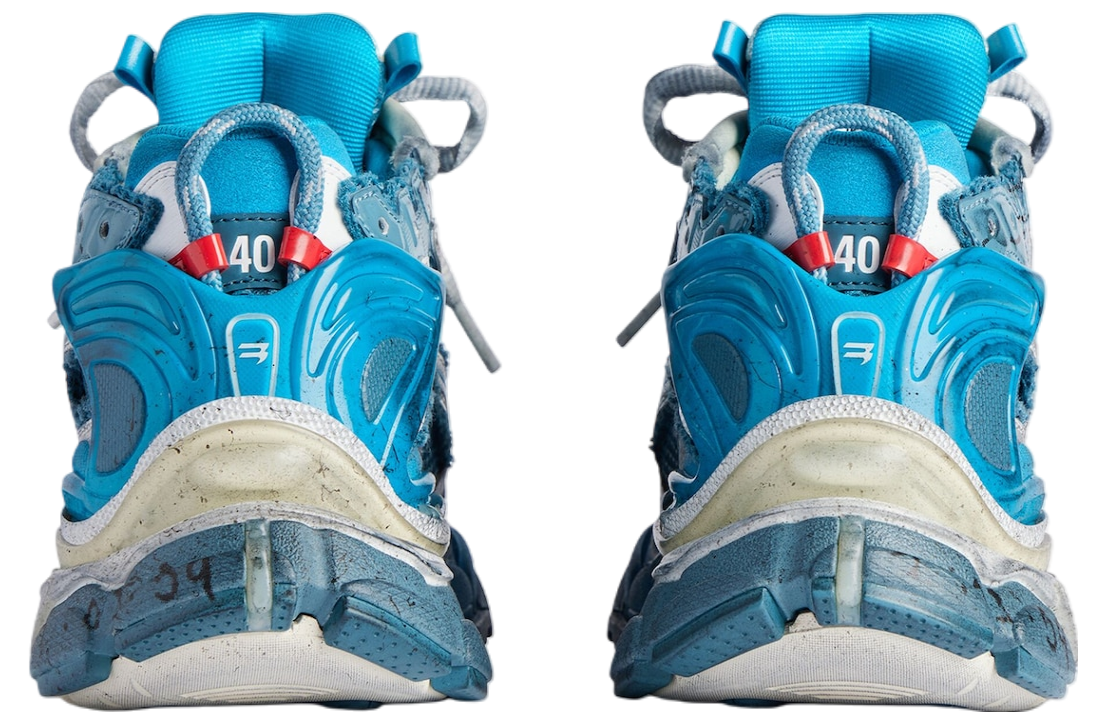 BALENCIAGA RUNNER MARATHON SNEAKER IN WHITE/BLUE