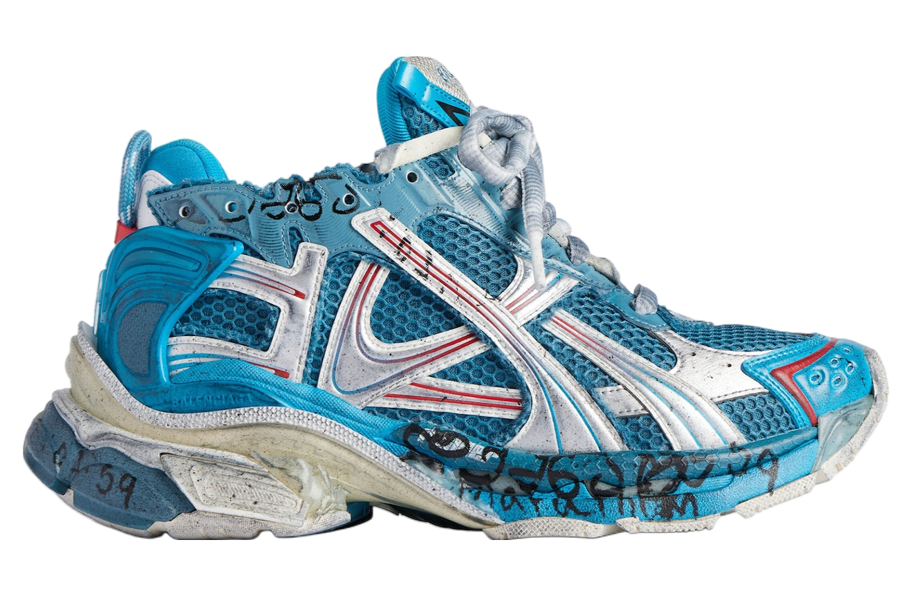 BALENCIAGA RUNNER MARATHON SNEAKER IN WHITE/BLUE