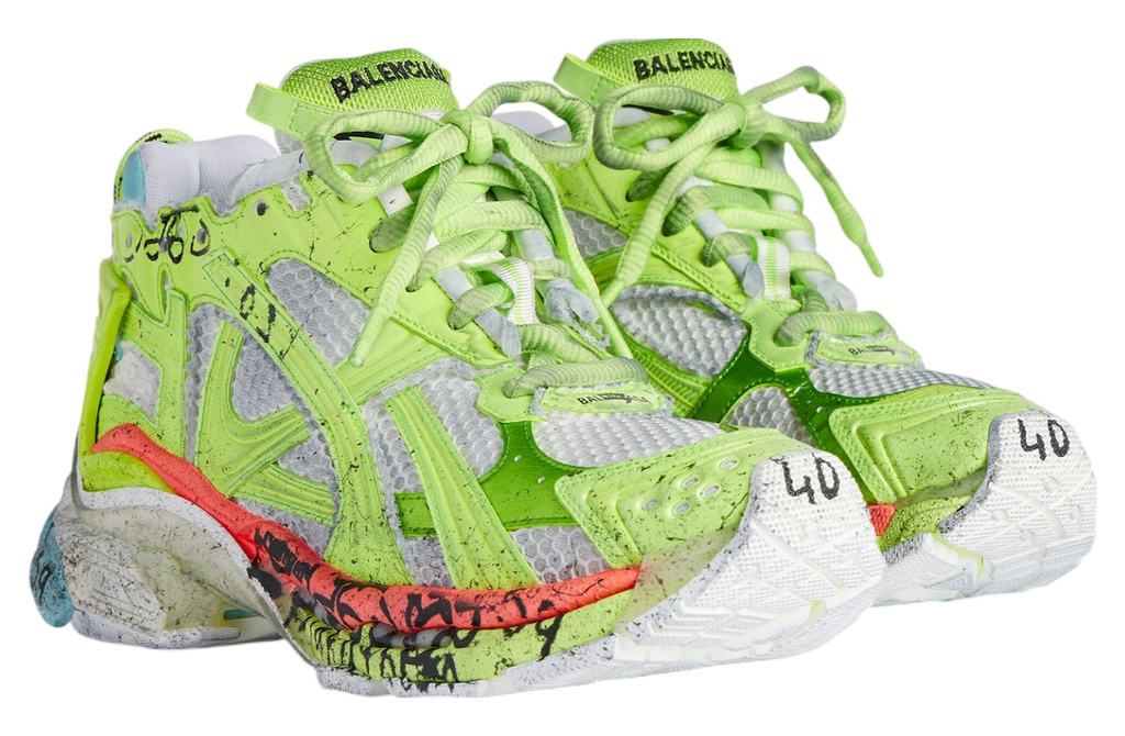 BALENCIAGA RUNNER MARATHON SNEAKER IN WHITE/ACID