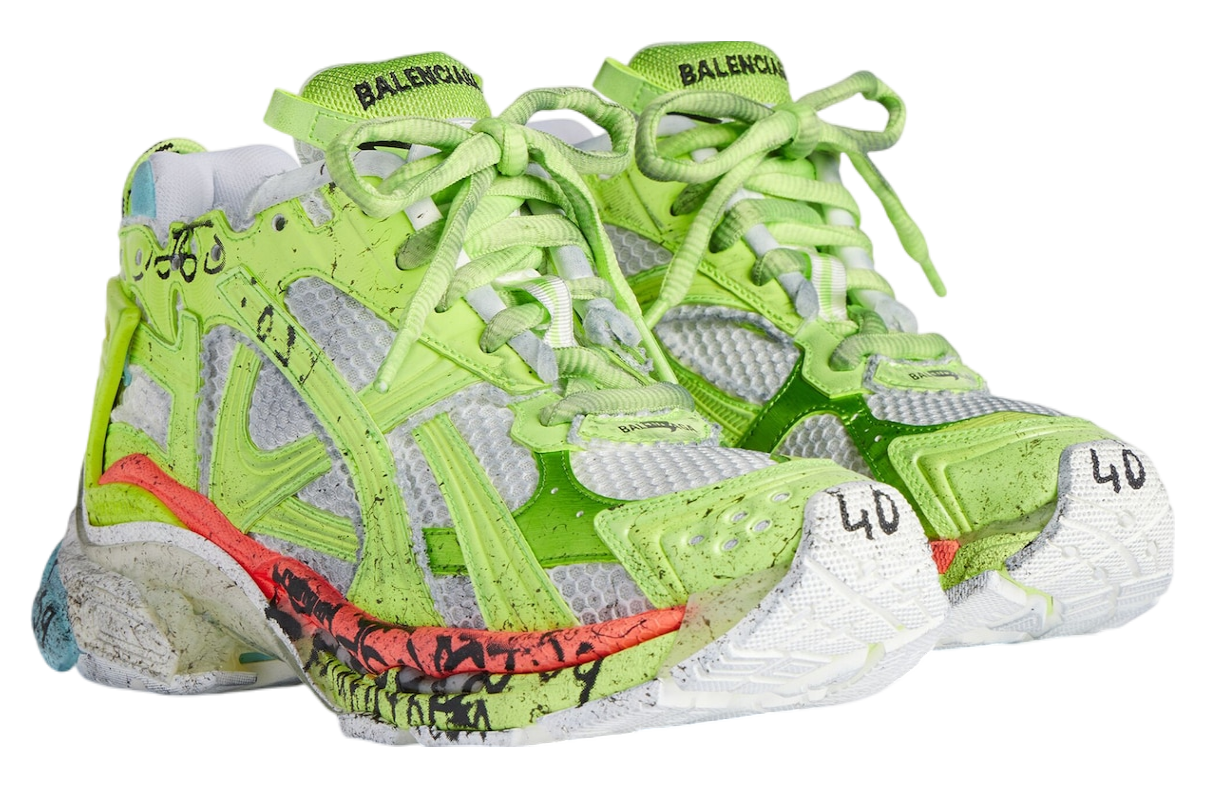 BALENCIAGA RUNNER MARATHON SNEAKER IN WHITE/ACID