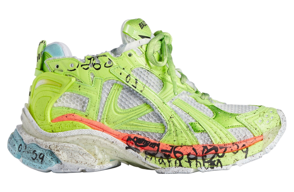 BALENCIAGA RUNNER MARATHON SNEAKER IN WHITE/ACID