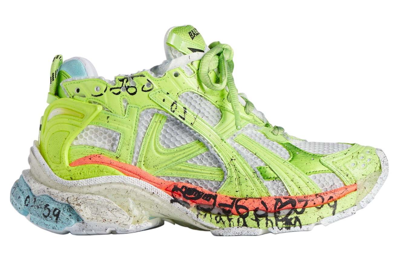 BALENCIAGA RUNNER MARATHON SNEAKER IN WHITE/ACID
