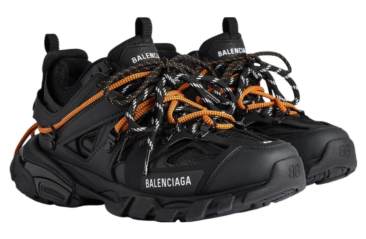 BALENCIAGA TRACK TRAIL LACES IN BLACK / ORANGE