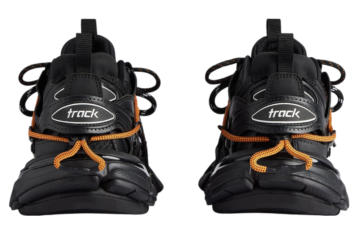 BALENCIAGA TRACK TRAIL LACES IN BLACK / ORANGE