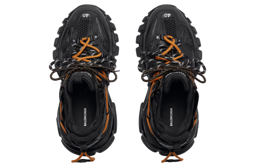 BALENCIAGA TRACK TRAIL LACES IN BLACK / ORANGE