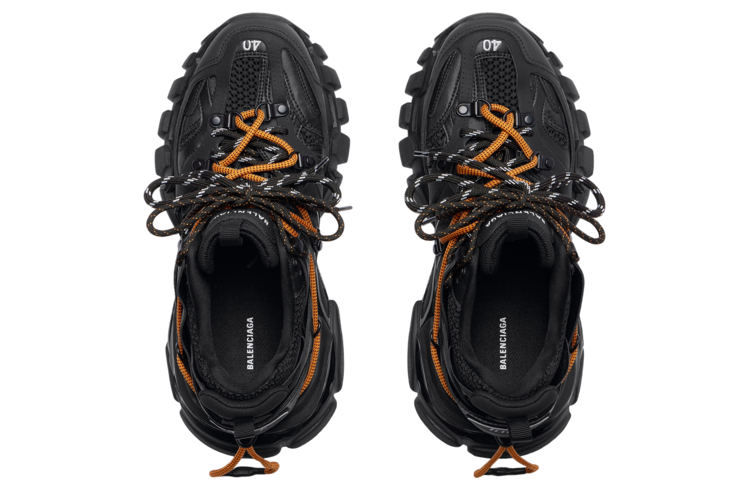 BALENCIAGA TRACK TRAIL LACES IN BLACK / ORANGE