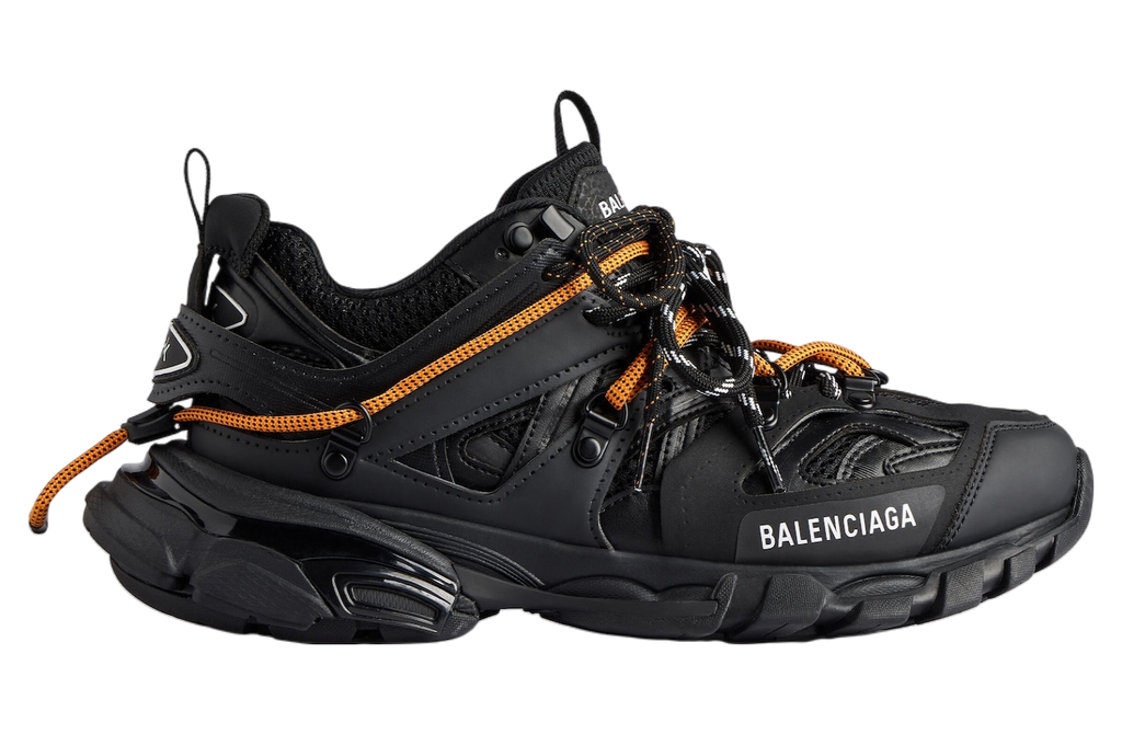 BALENCIAGA TRACK TRAIL LACES IN BLACK / ORANGE