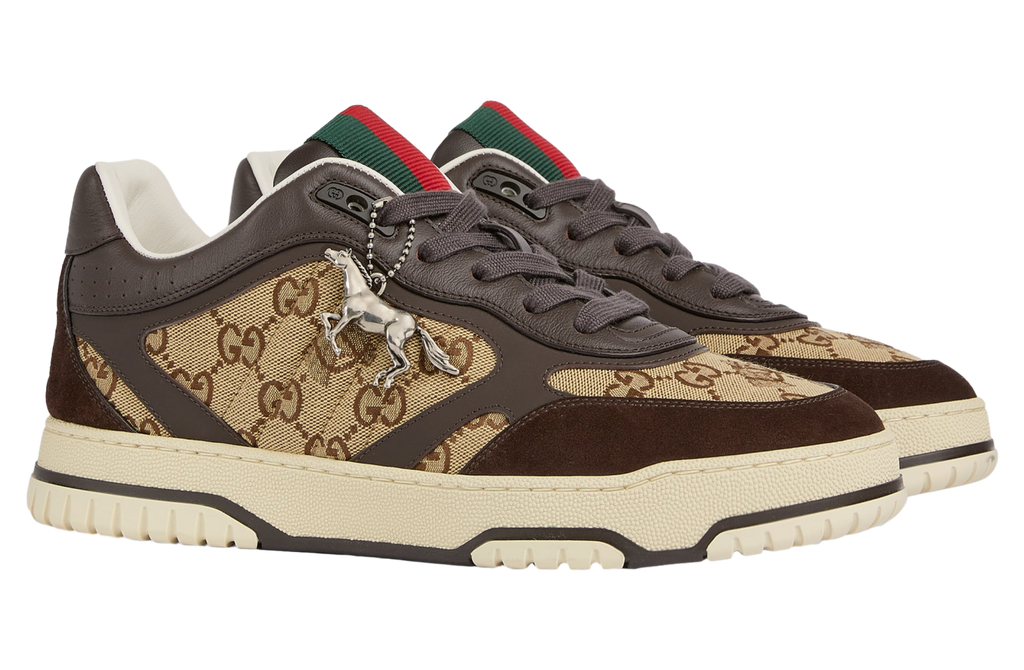GUCCI RE-WEB SNEAKER IN DARK BROWN LEATHER