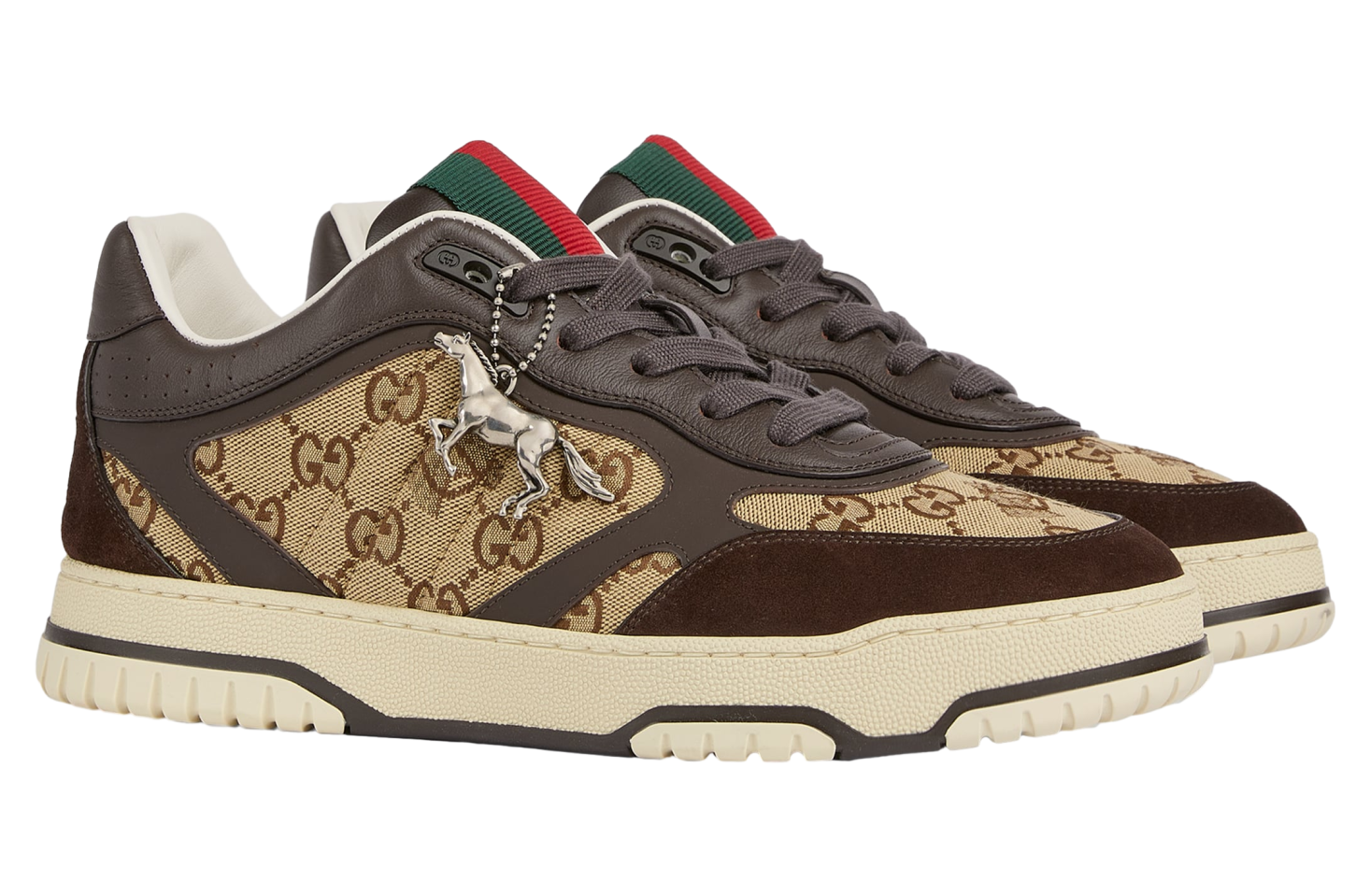 GUCCI RE-WEB SNEAKER IN DARK BROWN LEATHER