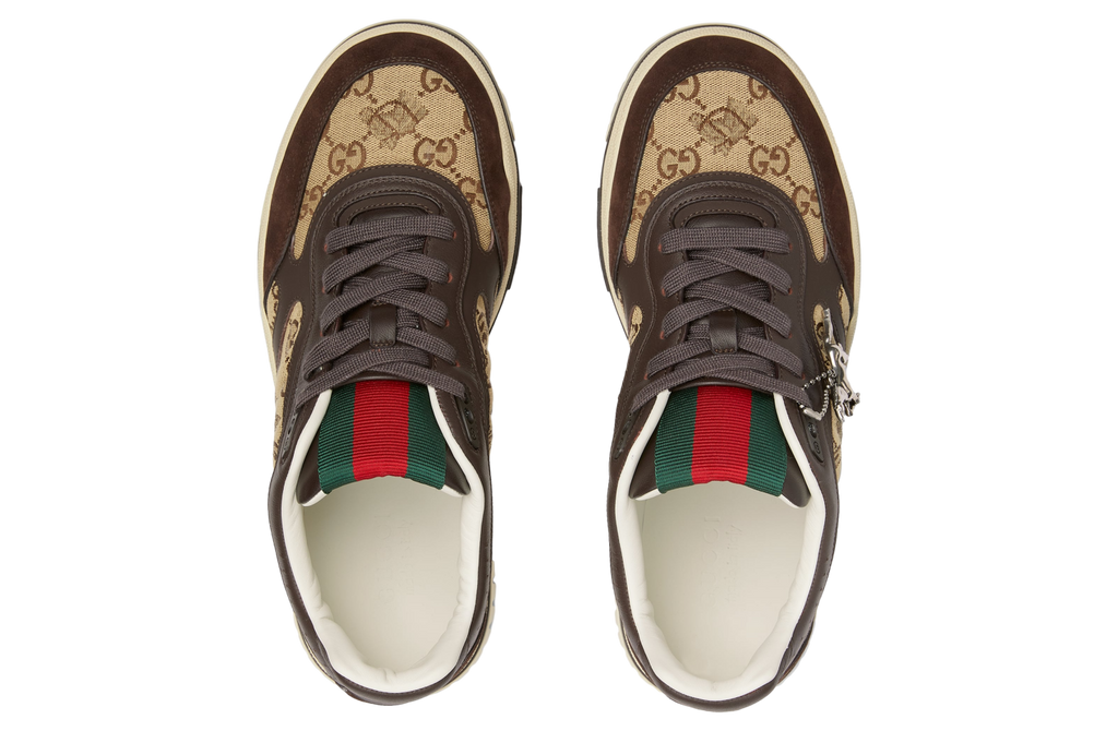 GUCCI RE-WEB SNEAKER IN DARK BROWN LEATHER