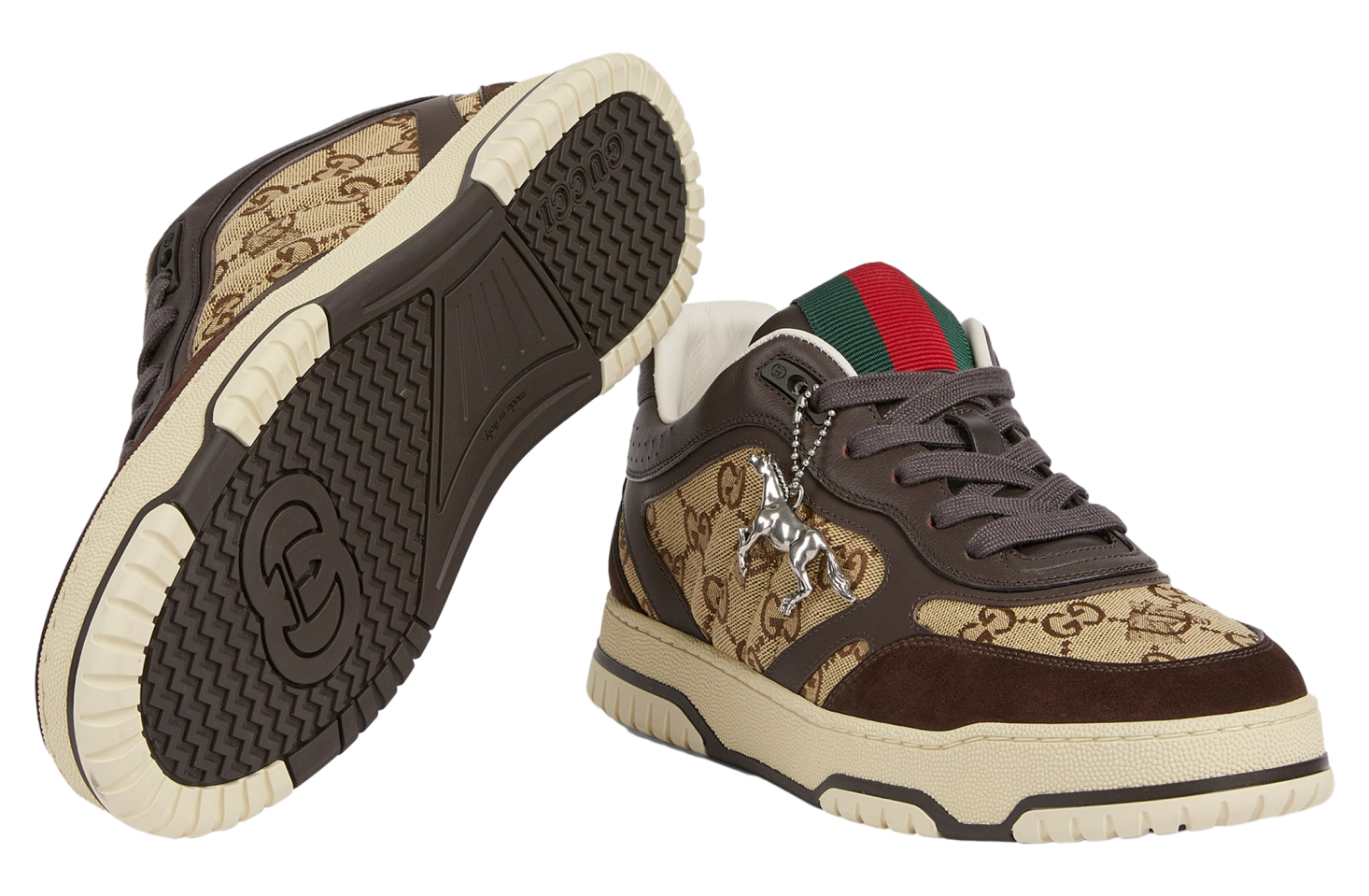 GUCCI RE-WEB SNEAKER IN DARK BROWN LEATHER