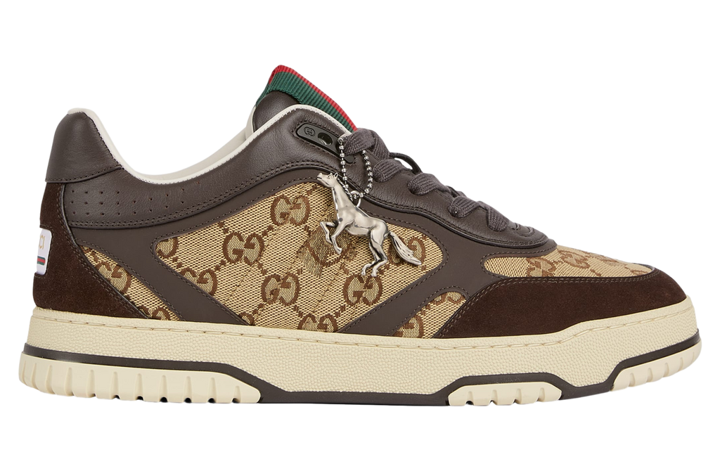 GUCCI RE-WEB SNEAKER IN DARK BROWN LEATHER