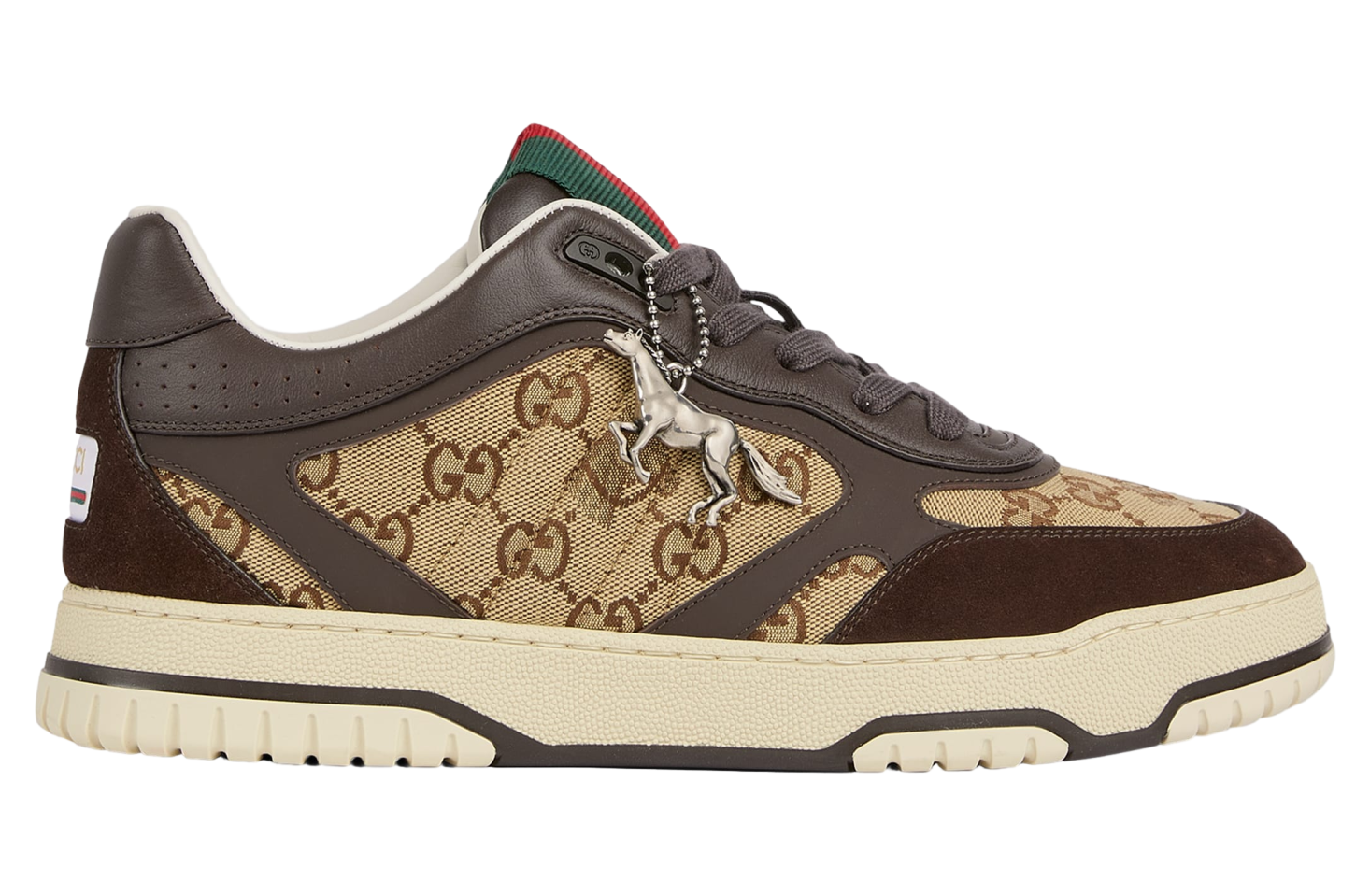GUCCI RE-WEB SNEAKER IN DARK BROWN LEATHER