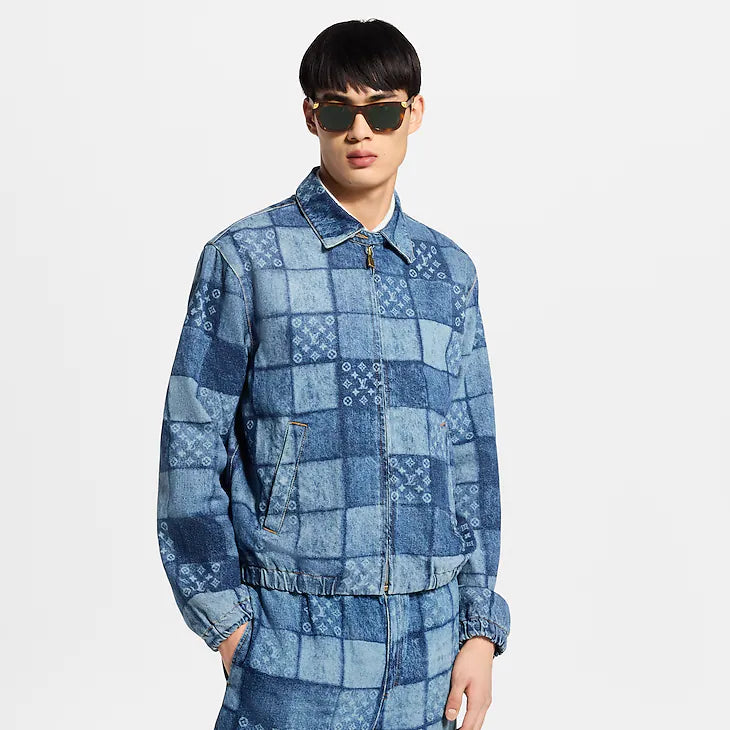 LOUIS VUITTON LASERED SIGNATURE PATCHWORK DENIM BLOUSON