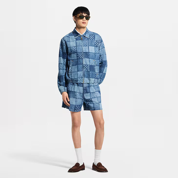 LOUIS VUITTON LASERED SIGNATURE PATCHWORK DENIM BLOUSON