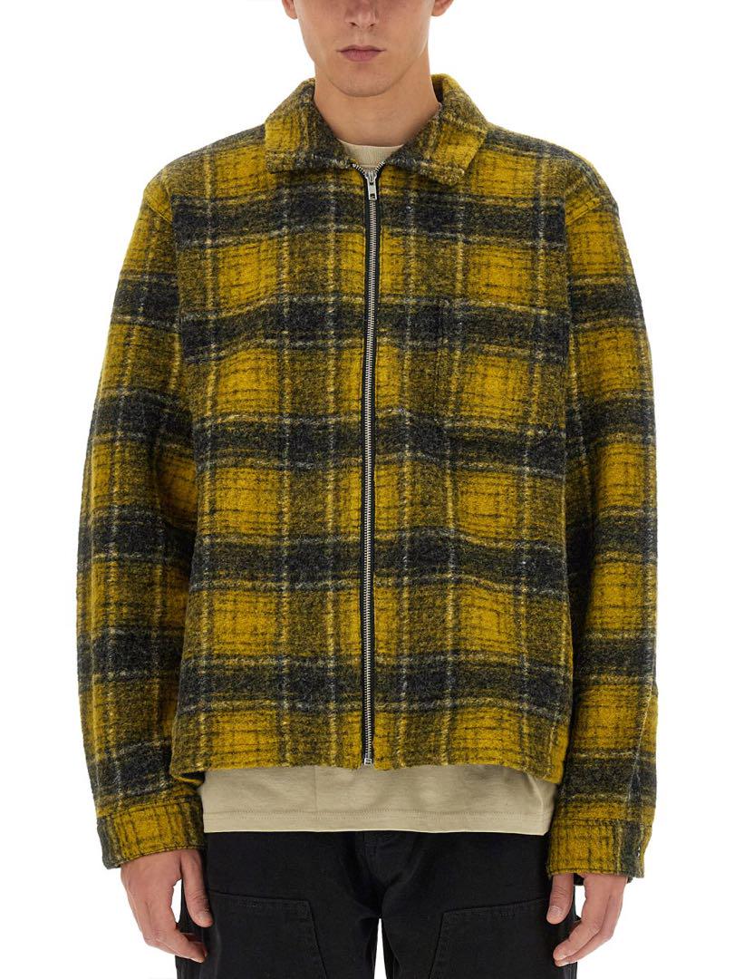 STUSSY WOOL PLAID ZIP SHIRT YELLOW