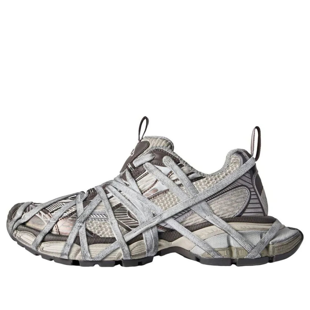 BALENCIAGA 3XL EXTREME LACE SNEAKERS 'BROWN GREY BEIGE MESH AND POLYURETHANE'