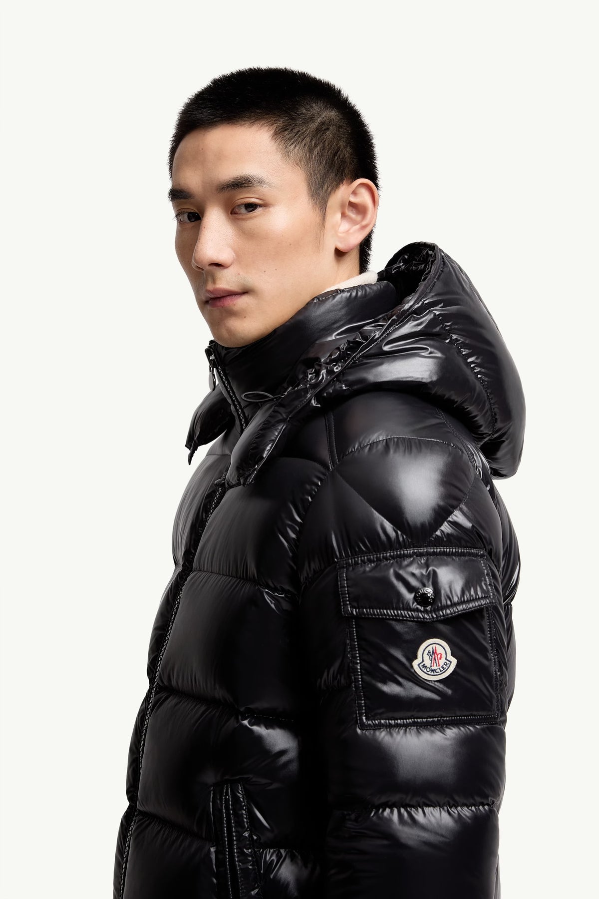 MONCLER MAYA HOODED PUFFER SHINY JACKET 'BLACK'