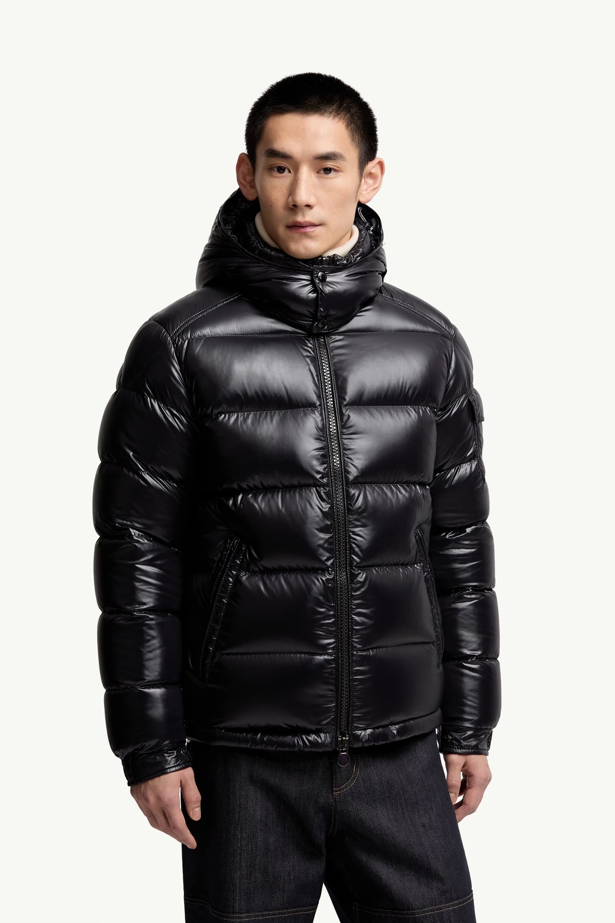 MONCLER MAYA HOODED PUFFER SHINY JACKET 'BLACK'