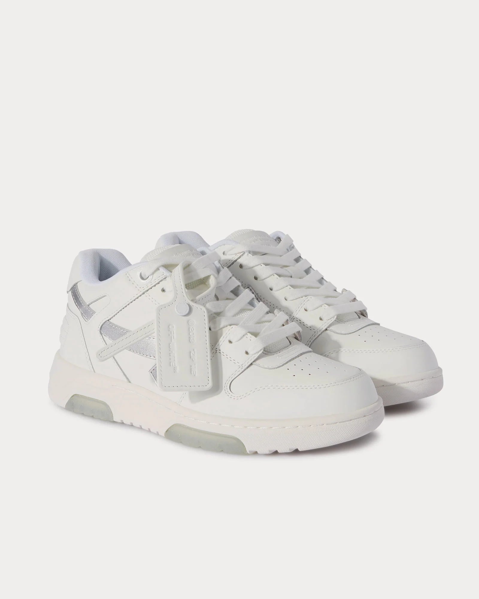 OFF-WHITE OUT OF OFFICE CALF LEATHER “WHITE / SILVER” LOW TOP SNEAKERS
