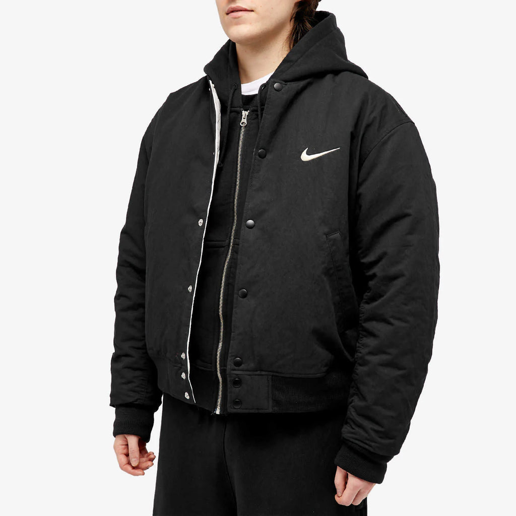 STUSSY X NIKE REVERSIBLE VARSITY JACKET MEDIUM BLACK/SAIL