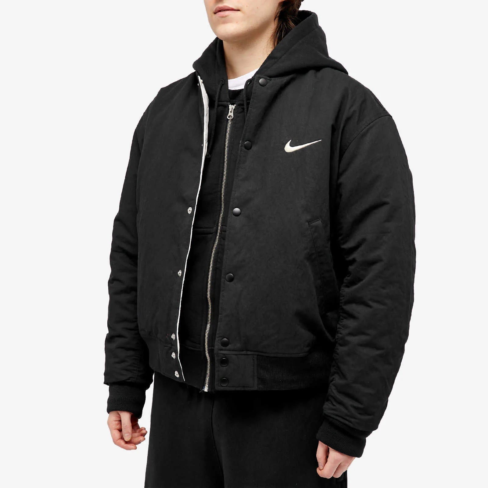 STUSSY X NIKE REVERSIBLE VARSITY JACKET MEDIUM BLACK/SAIL