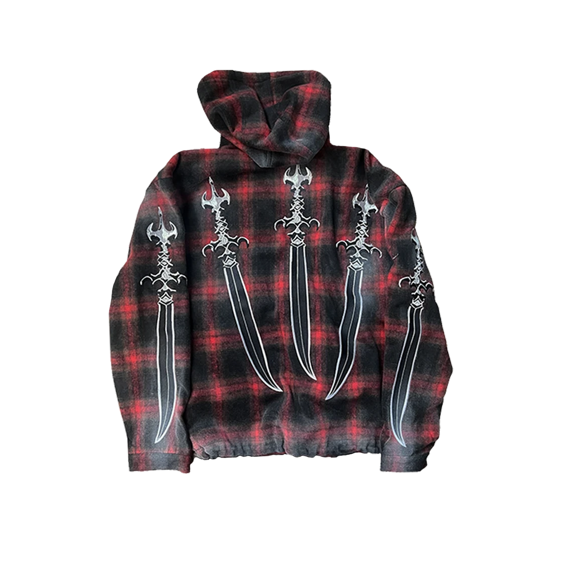 THUG CLUB ARAB SWORD FLANNEL ZIP-UP RED