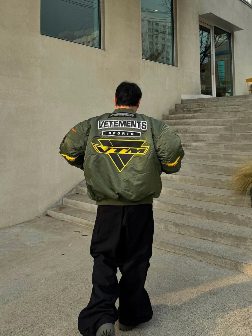 VETEMENTS RACING LOGO BOMBER GREEN