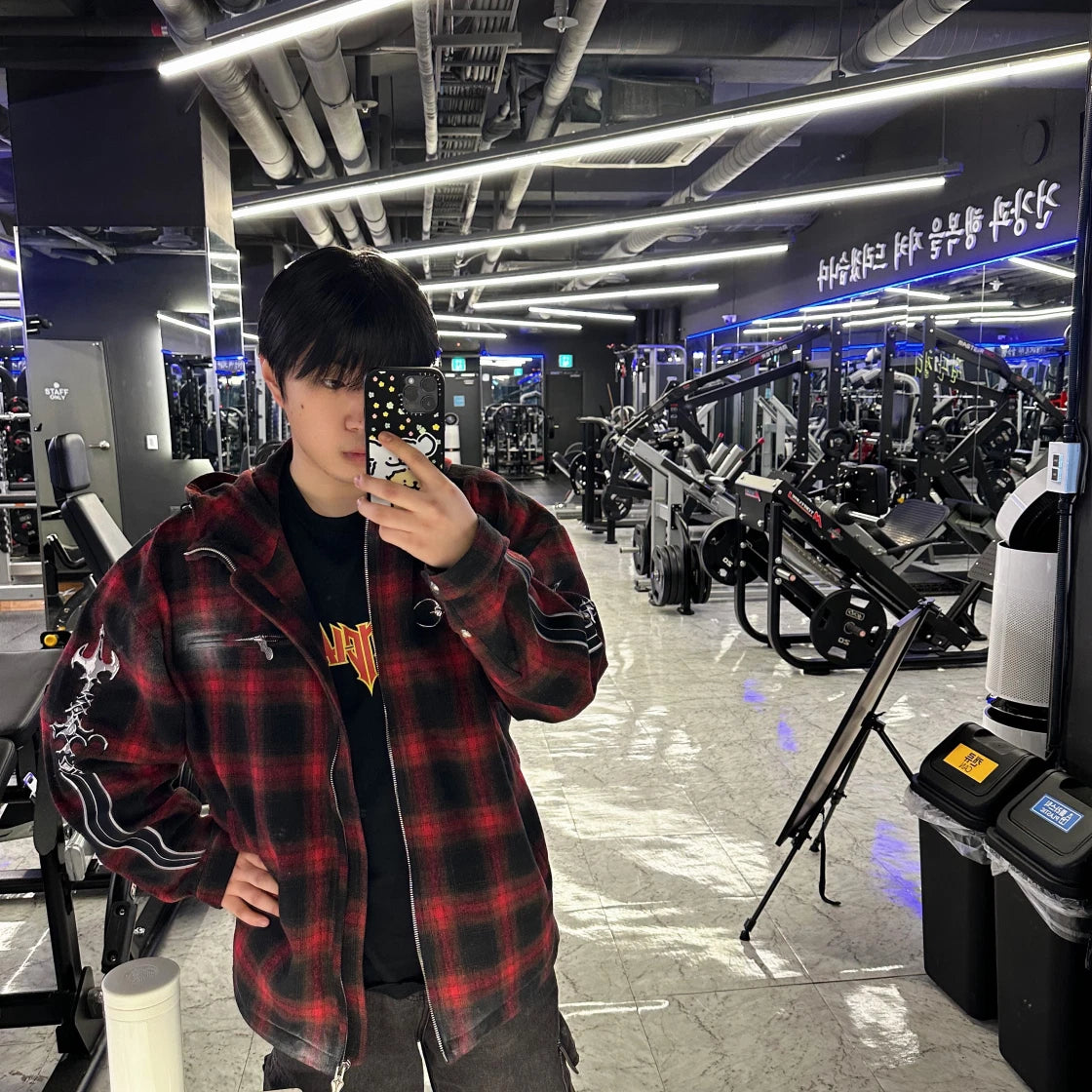 THUG CLUB ARAB SWORD FLANNEL ZIP-UP RED