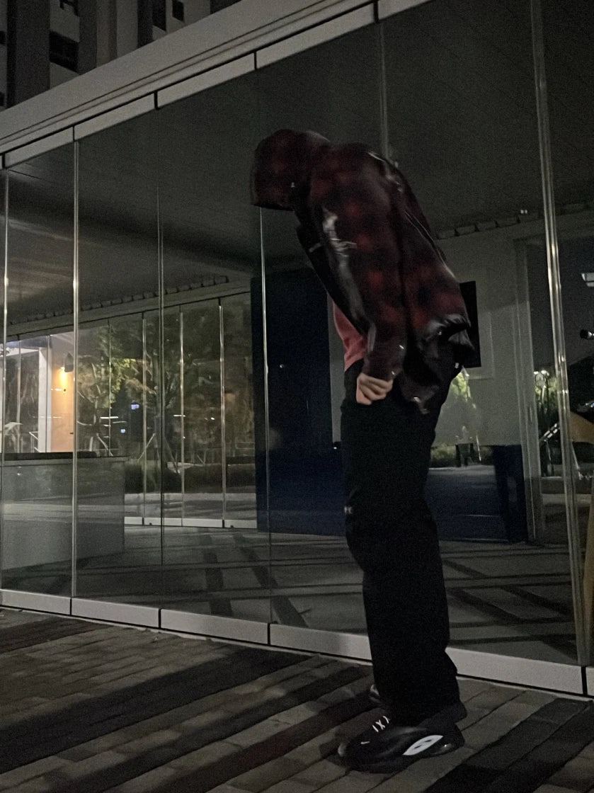 THUG CLUB ARAB SWORD FLANNEL ZIP-UP RED