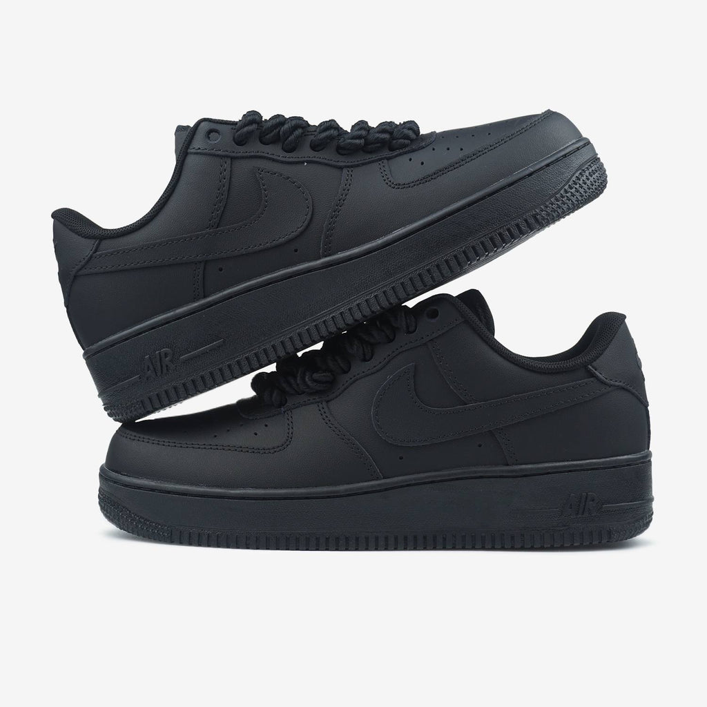 NIKE AIR FORCE 1 LOW BLACK ROPE LACES