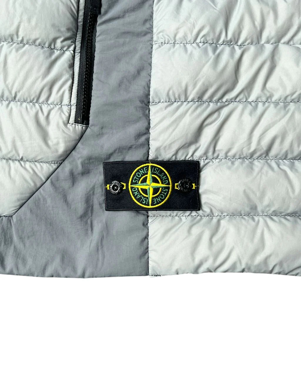 STONE ISLAND GARMENT DYED MICRO YARN DOWN GILET LIGHT GREY