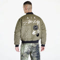 STUSSY X NIKE REVERSIBLE VARSITY JACKET MEDIUM OLIVE/BRIGHT MANDARIN