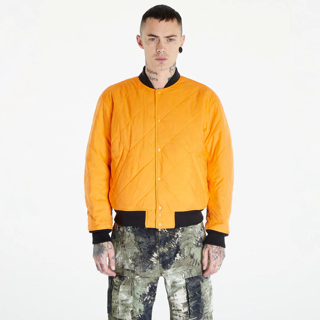 STUSSY X NIKE REVERSIBLE VARSITY JACKET MEDIUM OLIVE/BRIGHT MANDARIN