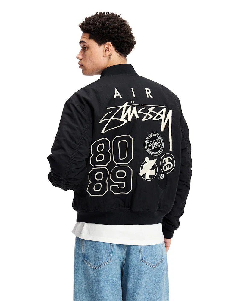 STUSSY X NIKE REVERSIBLE VARSITY JACKET MEDIUM BLACK/SAIL