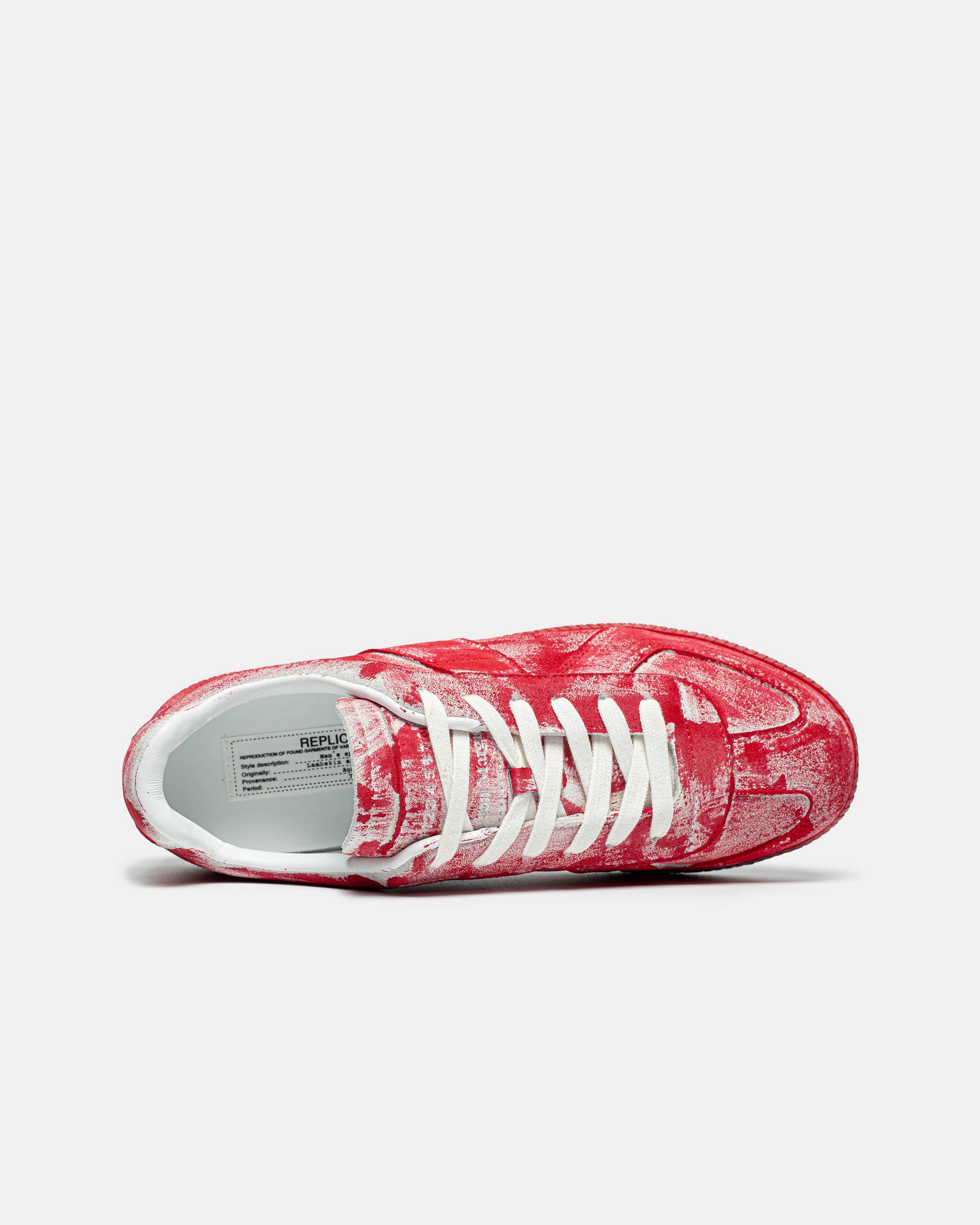 MAISON MARGIELA REPLICA LOW TOP SNEAKER IN "PAINTED RED"