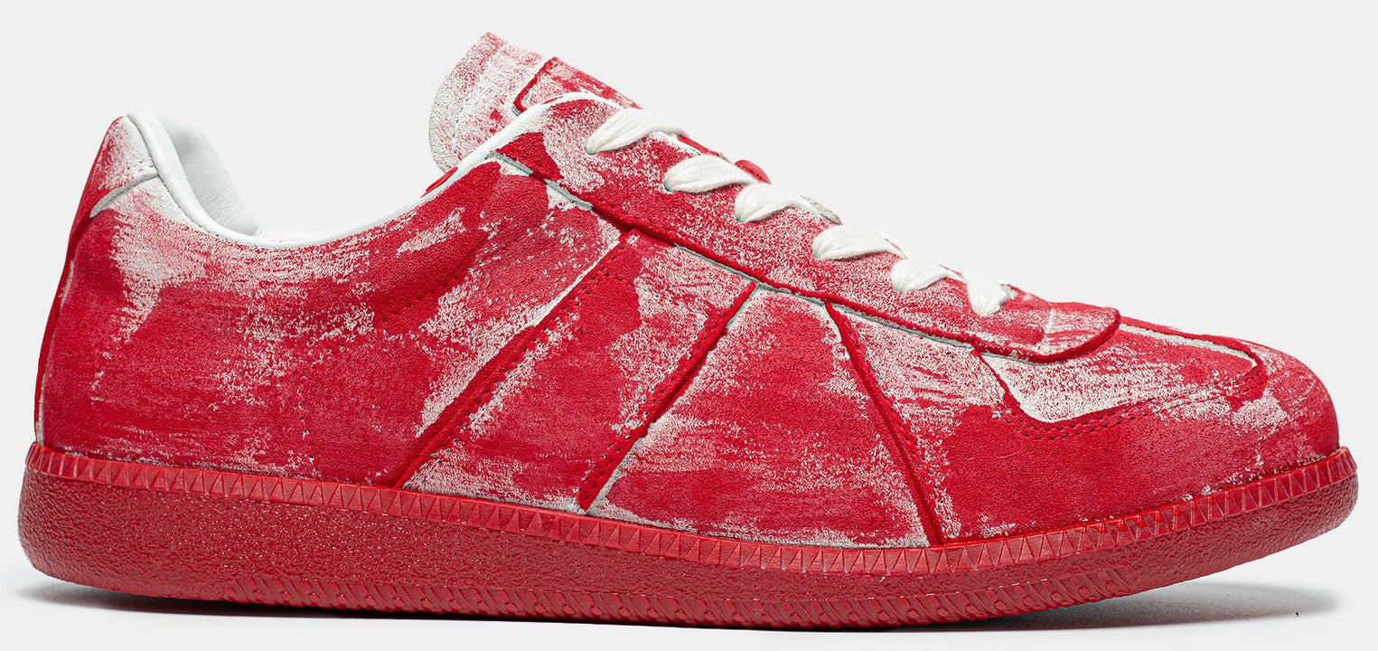 MAISON MARGIELA REPLICA LOW TOP SNEAKER IN "PAINTED RED"