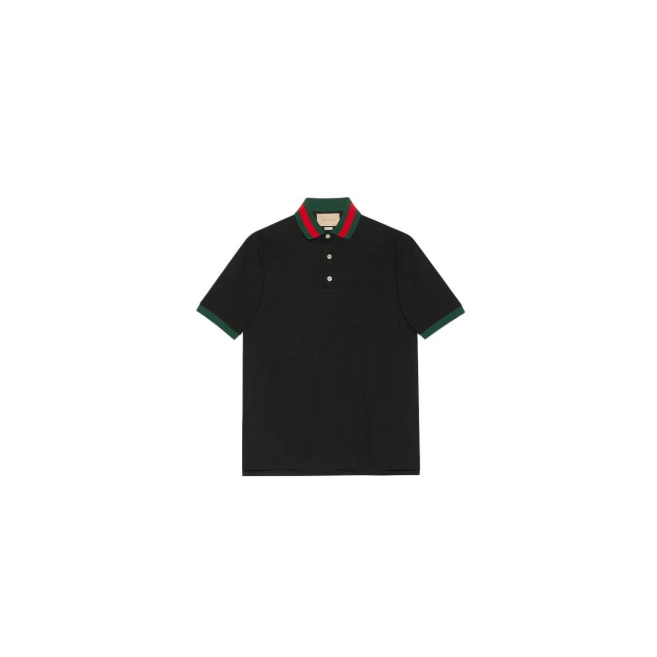 GUCCI COTTON PIQUET POLO WITH WEB COLLAR