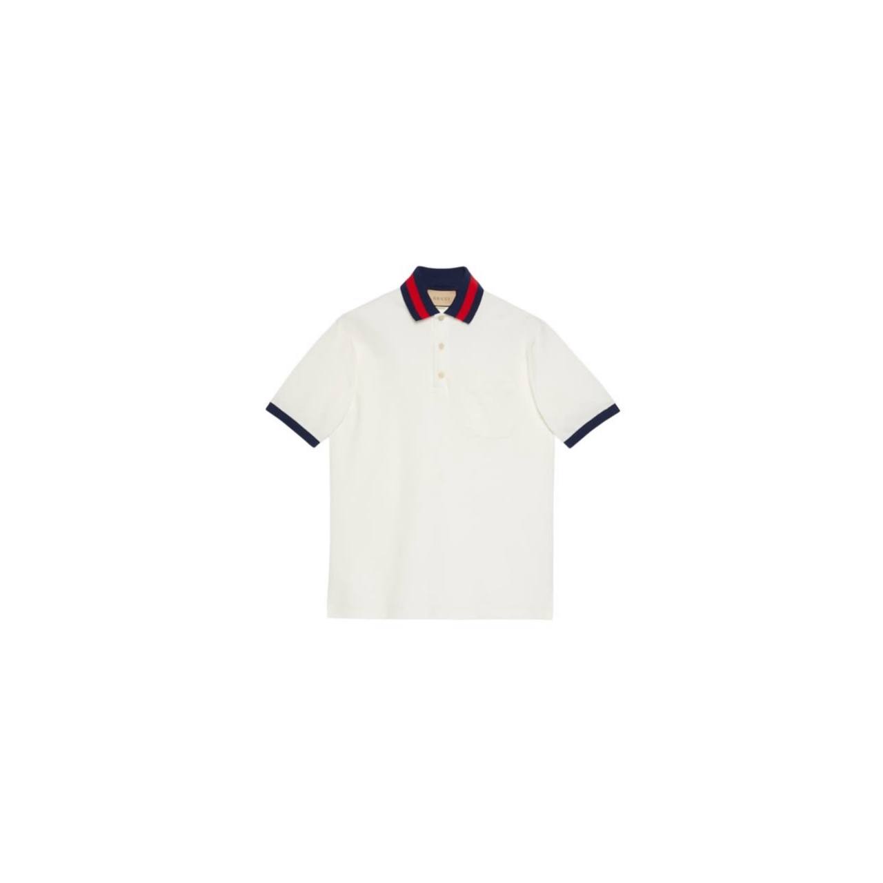 GUCCI COTTON PIQUET POLO WITH WEB COLLAR