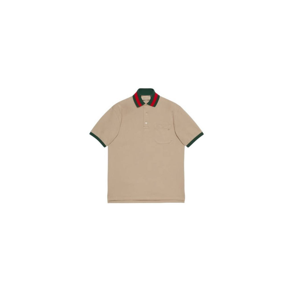 GUCCI COTTON PIQUET POLO WITH WEB COLLAR