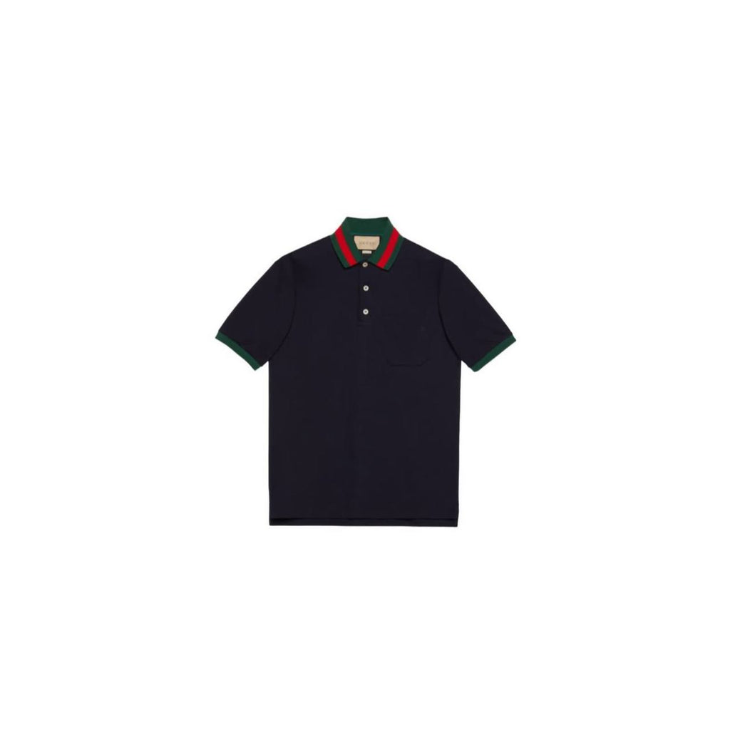 GUCCI COTTON PIQUET POLO WITH WEB COLLAR